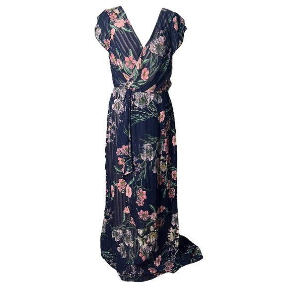 Kay Unger Dresses & Skirts - Kay Unger Ricarda Tulip Sleeve Floral Chiffon Maxi Dress sz 8
